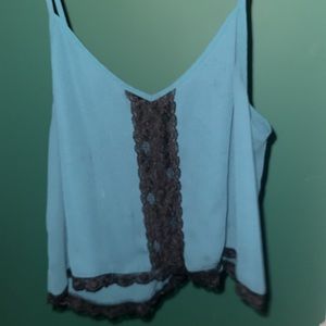 Blue Black Lace Crop Top